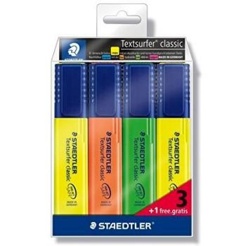 STAEDTLER Wedge Tip Highlighter Set - 4 Pack