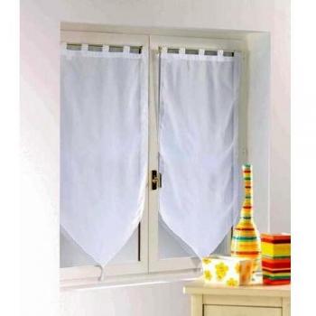 DOUCEUR D'INTERIEUR - 1361031, Par de Visillo Pompon Presilla, 2 X 60 X 120 Cm, Voile Uni, Visillo Liso, Blanco