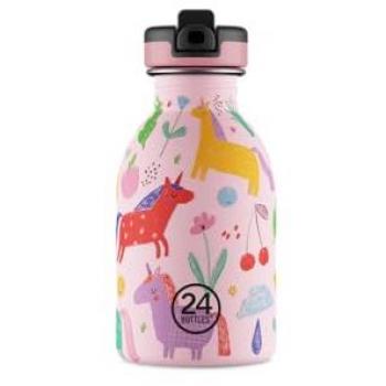 Bouteille Magique Kids 250 ml, Inox Rose avec Paille et Licorne personnalisable
