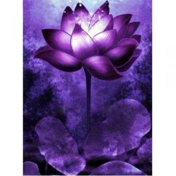 Mosaïque 5D Lotus Violet DIY 20X30 CM Décoration Intérieure