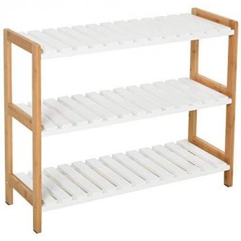 HOMCOM Étagère à Souliers 3 Niveaux en Pin Massif pour Couloir Compact 70x26x57,5cm
