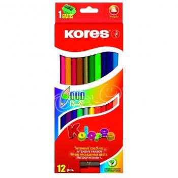 Crayons Double Extrémité Kores Triangulaire – 12 Unités