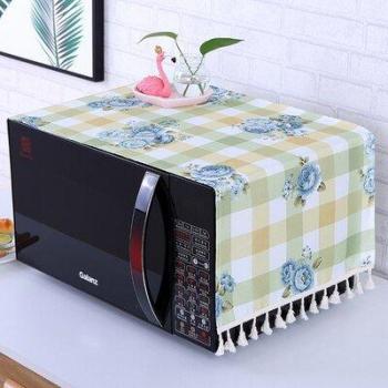 Lace Polyester Microwave Oven Cover with 2 Pouches, Dustproof 35*95cm