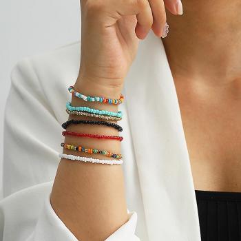 Brazalete Elástico Bohemio 7 Piezas con Cuentas Variadas