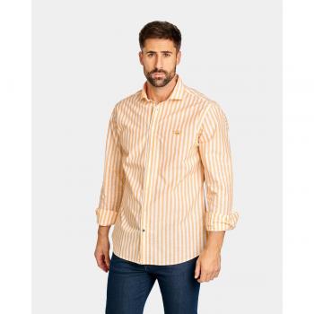 Estampado Rayas Amarillas Camisa Hombre Corte Slim