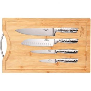 San Ignacio: 4 cuchillos de cocina con tabla de bambú