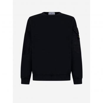 Stone Island Pull molletonné noir en coton bio - S