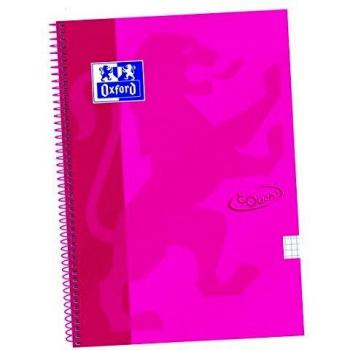 Cuaderno espiral Oxford Touch, tapa extradura, 80 hojas, cuadrícula 4 mm, color frambuesa