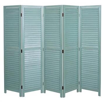 Paravent HWC-C30 Séparation de pièce, Cloison Shabby‑Vintage 170×205 cm Vert