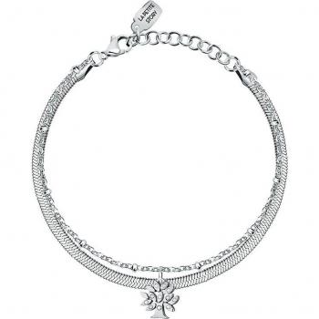 Pulsera Mujer Family Br Ss 2 Chains+tree Life 16+3cm De Acero Plateado