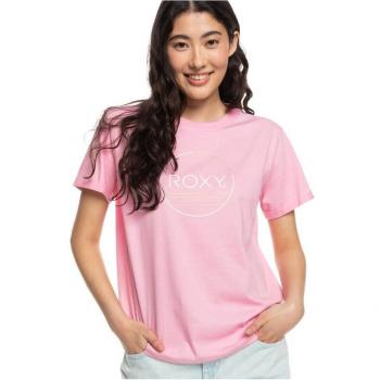 T-Shirt Roxy Noon Ocean in Cotone Organico Rosa Chiaro per Donna con Maniche Corte