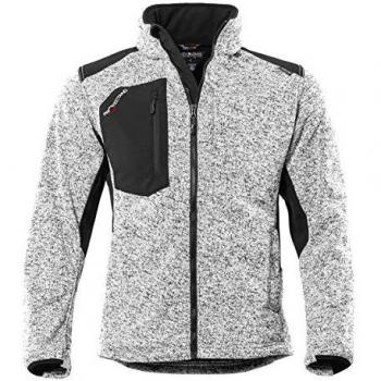 Qualitex Hochwertige Strick-Fleecejacke Unisex Weiß/Meliert Größe M - Gefütterte, Wärmende Arbeitsjacke für Damen und Herren