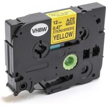 Bande adhésive extra forte 12mm noire sur jaune pour imprimantes Brother