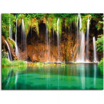 Wandbild ARTLAND »Idyllischer Wasserfall«, grün, 120x90 cm