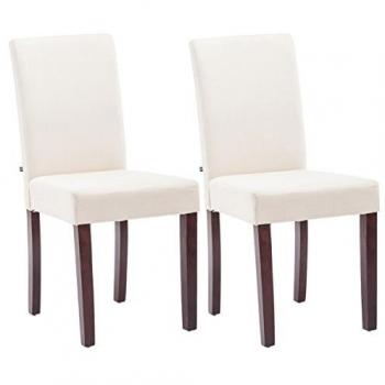 Chaises de salle à manger en tissu crème-cappuccino avec pieds en bois