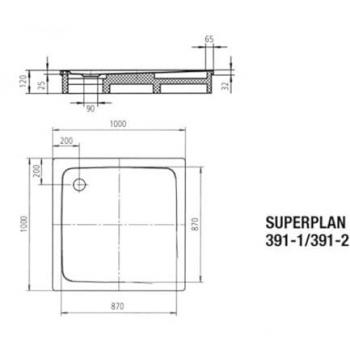 Kaldewei Superplan Classic 391‑2 1×1 m con Supporto