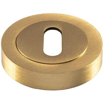 Concealed Fix 50mm Lock Profile Round Escutcheon – Satin Brass Keyhole Cover