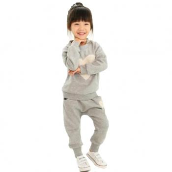 Kids Long Sleeve Heart Print Tracksuit with Harem Pants Set