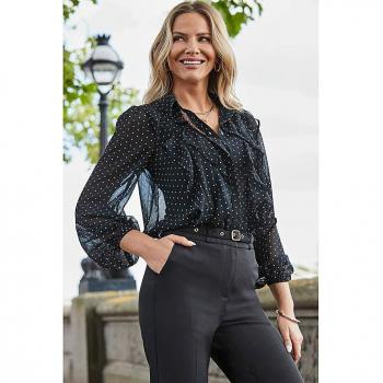 Ruffled Spotted Shirt – Women’s 14, Black/White