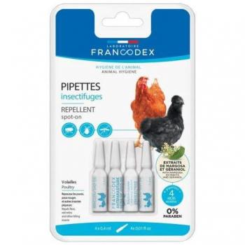Pipettes insectifuges 4 unités pour poules, oies et canards - Francodex