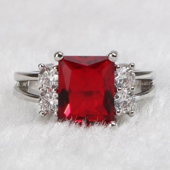 Anillo Geométrico de Plata 925 con Piedras Rectangulares para Mujer