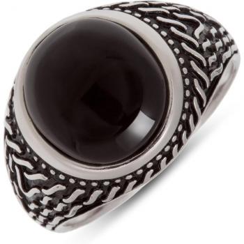 Anillo de plata masculina 'Thorgal' con ónix negro - 15x13mm