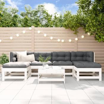 Espace extérieur rustique : salon de jardin 7 pièces blanc