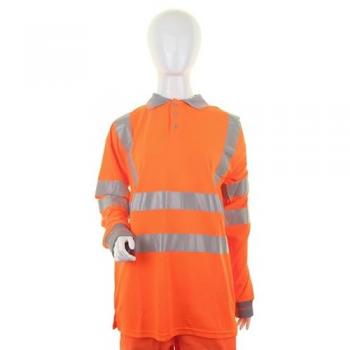 B-Seen Ladies HiViz Long Sleeve Polo Medium