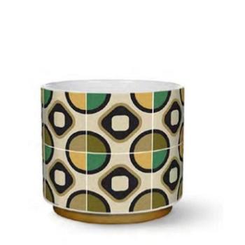 Blumentopf Retro Ocker-Grün Ø11,5 x h: 11 cm - 6 Stück