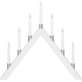 Luminaire en Bois « Tall » avec 7 Flammes LED, Arche Triangulaire, H 63 Cm, L 66 Cm