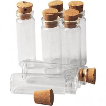 20Pcs 11X32Mm Mini Empty Clear Glass Vials with Cork 2Ml