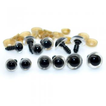 Ojos de seguridad plásticos transparentes para muñecos de ganchillo, 50 Uds., 10mm, 12mm, 14mm