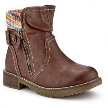 EasyStride Women’s Wide‑Cuff Knit Boots – Brown, Size 4