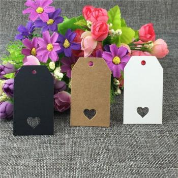 100Pcs Handmade Hollow Heart Kraft Paper Tags 7x4cm