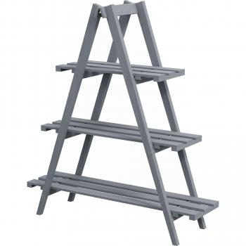 Fioriera a Scale a 3 Livelli in Legno di Abete Grigio
