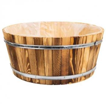 Cesto Madera Marrón con Cuerda y Estructura de Metal