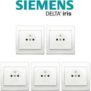 Ensemble de 5 Prises 2P+T Blanc Delta Iris