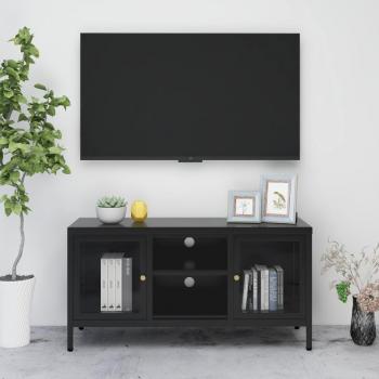 Mueble de salón acero y vidrio 105x35x52 cm