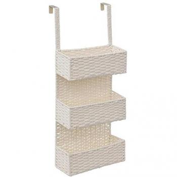 Étagère « FIVE » – 3 paniers roseau blanc
