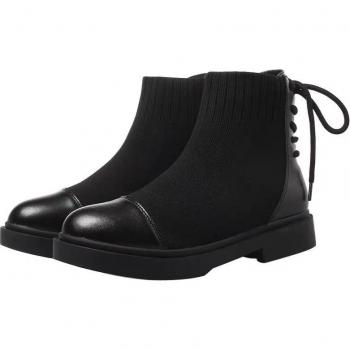 Botas de cuero impermeables para mujer con calcetines de estiramiento fino, talla 35-43, otoño e invierno