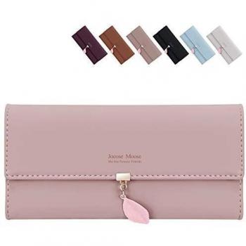 Portafoglio Donna Lunga in Pelle con Pendente Foglia