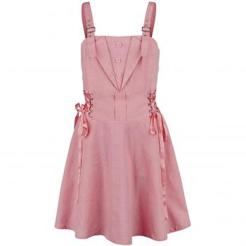 Abito Corto Gothicana by EMP - Miniabito con Pizzo - S a XXL - Donna - Rosa/Bianco