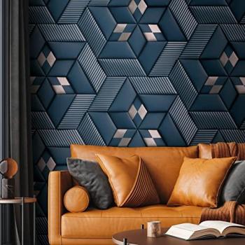 Papel de Parede Azúl Náutico con Textura Hexagonal