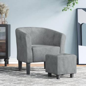 Vidaxl - Sillón con taburete terciopelo gris oscuro Gris