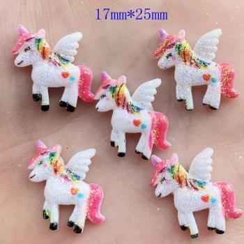 Kawaii Glitter Rainbow Resin Cabochons for Crafting - 10 Pcs