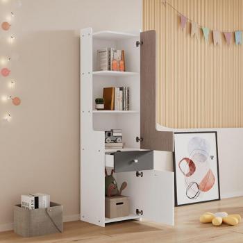 Wishdor Libreria Estrema per Ragazzi: Cassetto, Mensola a L – Bianco Grigio