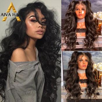 Aiva Glueless Long Black Wavy Wig for Black Women