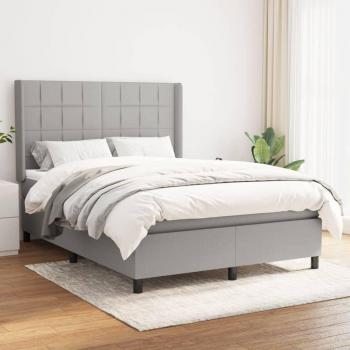 Estructura de cama de muelles con colchón gris claro 140x190cm Tela