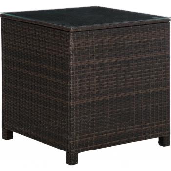 Outsunny Rattan Garden Furniture Side Table Patio Frame Tempered Glass New (brown)