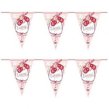 FESTONE BANDIERINE IN PLASTICA ECCOMI CELESTE LUNGHEZZA 6 MT NASCITA FESTE E PARTY